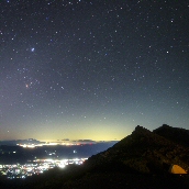 The night view of Azumino from Mt.Otensho